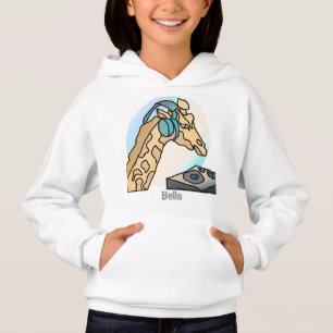 Street Retro Giraffe with Headphones Funny Hoodie
