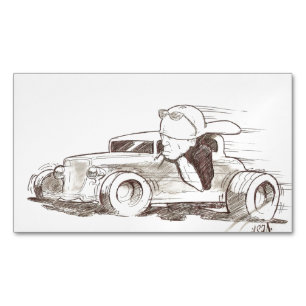 Street Rod & Bighead Driver Chuck Vest Art on a Business Card Magnet