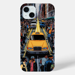 Street rush on the streets of New York iPhone 15 Plus Case