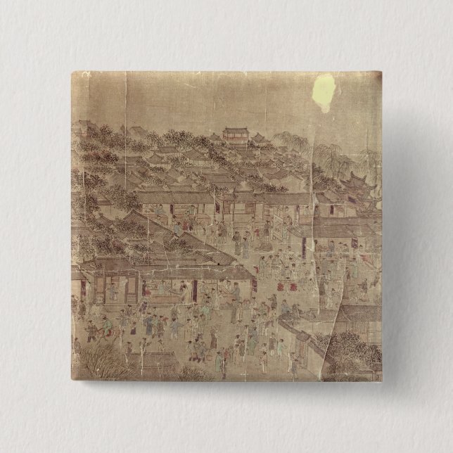 Street scene, Chinese, Ming Dynasty Button (Front)
