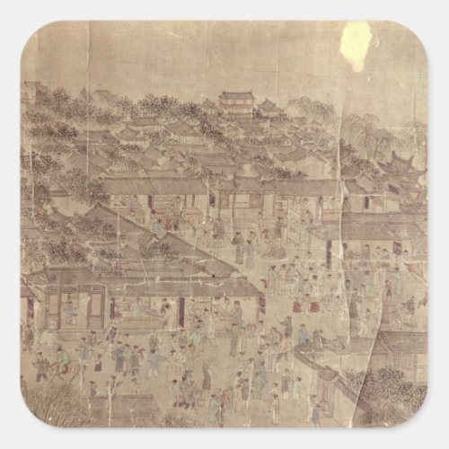 Street scene Chinese Ming Dynasty Square Sticker