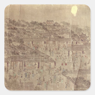 Street scene, Chinese, Ming Dynasty Square Sticker