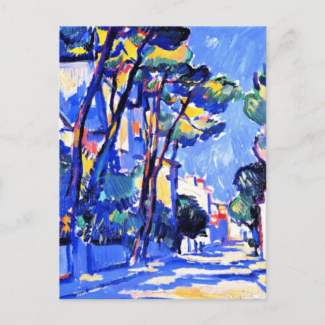 Street Scene, France, 1910 landscape painting, Postcard (Front)