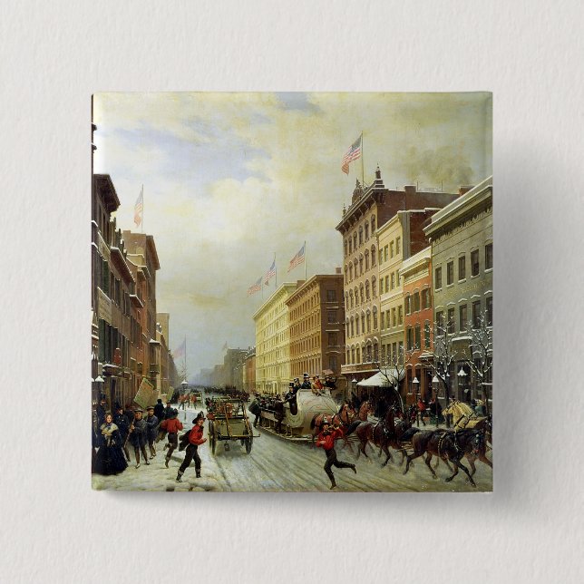 Street Scene in New York Pinback Button (Front)