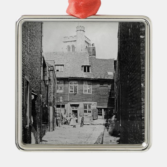 Street scene in Victorian London Metal Ornament (Front)