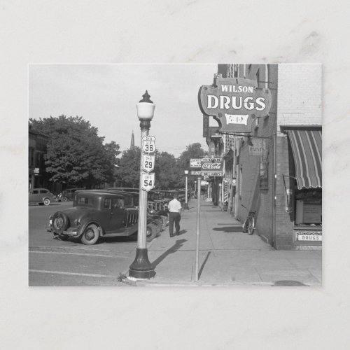 Street Scene Urbana Ohio 1938 Postcard