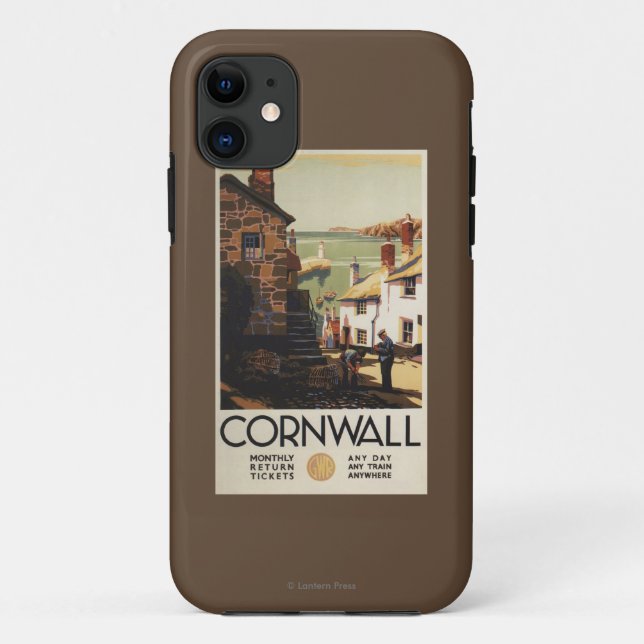 Street Scene with Two Men Working Railway Case-Mate iPhone Case (Back)
