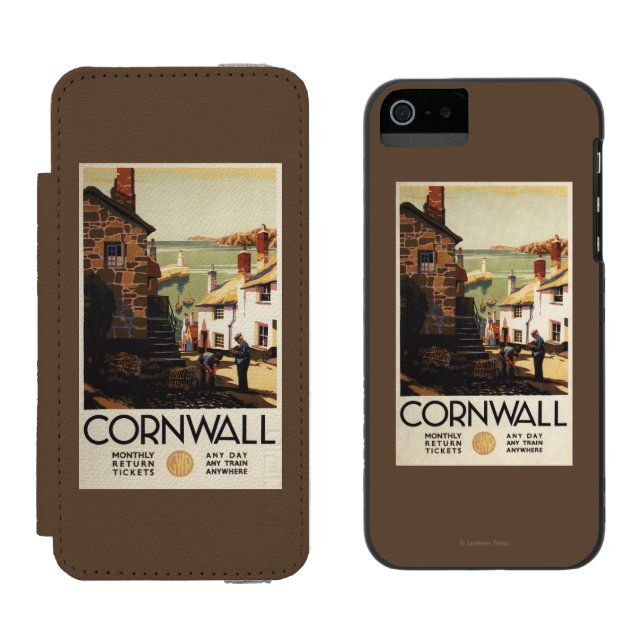 Street Scene with Two Men Working Railway Incipio iPhone Wallet Case (Side by Side)