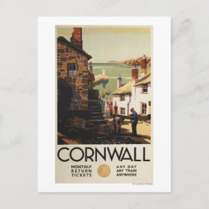 Street Scene with Two Men Working Railway Postcard