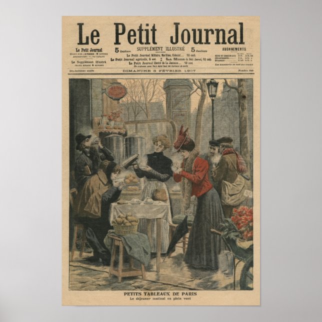 Street scenes of Paris breakfast in open air Poster (Front)