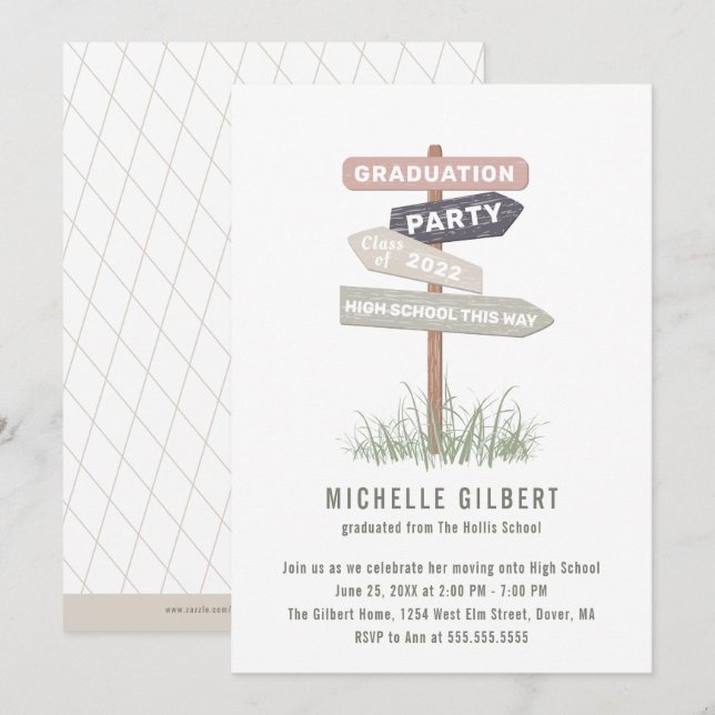 Street Sign 8th Grade Gradution Party Invitation (Front/Back)