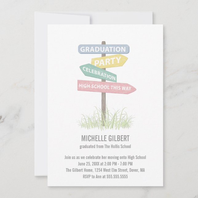 Street Sign 8th Grade Gradution Party Invitation (Front)