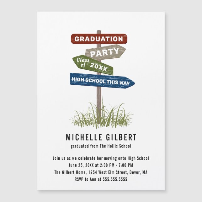 Street Sign 8th Grade Gradution Party Invitation (Front)