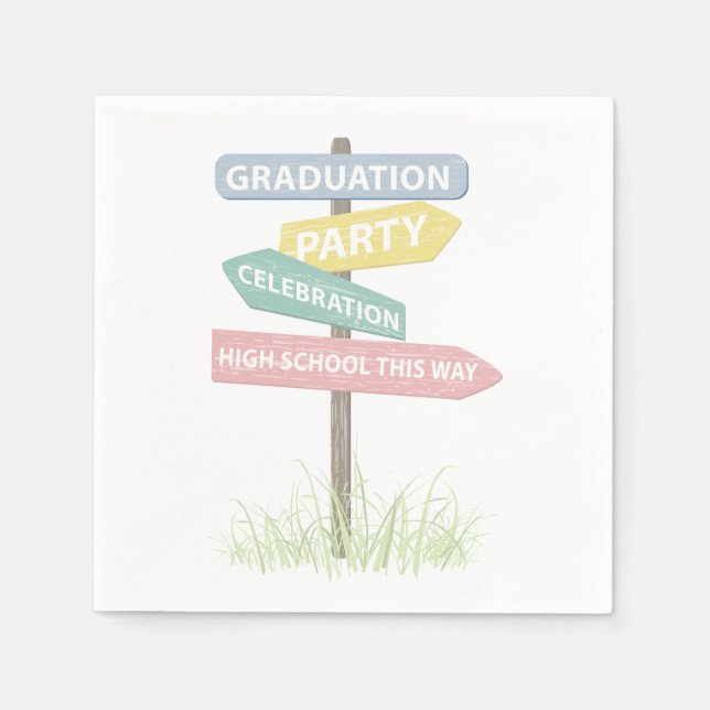 Street Sign 8th Grade Gradution Party Paper Napkins (Front)