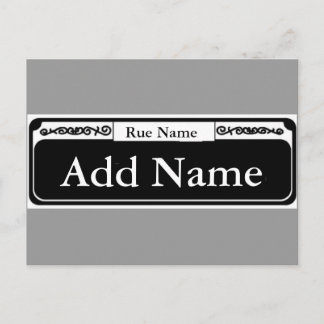 Street Sign Blank, Add Name, Rue Name Postcard