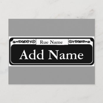 Street Sign Blank  Add Name  Rue Name Postcard by figstreetstudio at Zazzle
