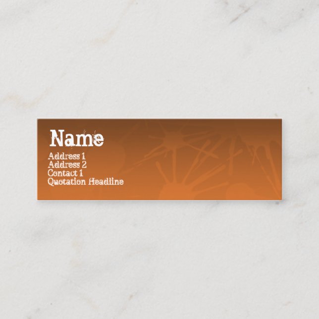 STREET SPLATTER orange Mini Business Card (Front)
