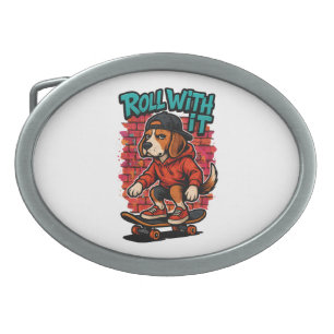 Street Style Beagle Skateboarding Graffiti Art Belt Buckle