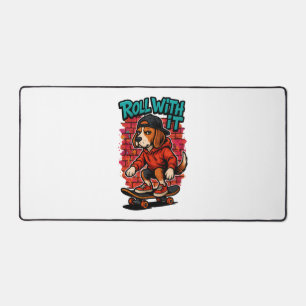 Street Style Beagle Skateboarding Graffiti Art Desk Mat