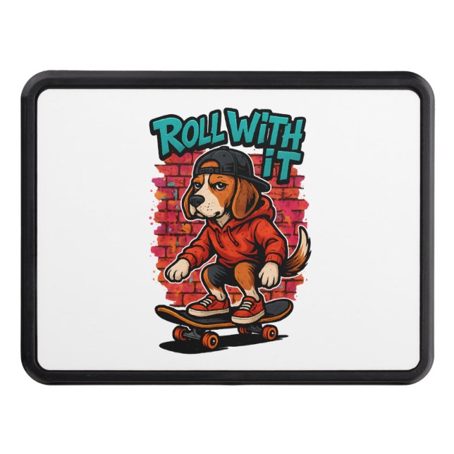 Street Style Beagle Skateboarding Graffiti Art Hitch Cover (Front)
