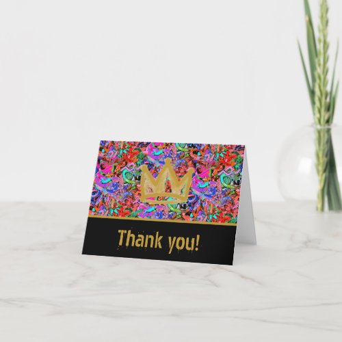 Street style graffiti with crown thank you card