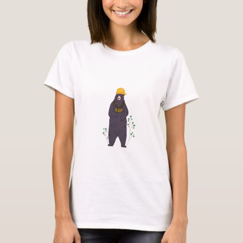 street style hip hop rapper bear  T_Shirt