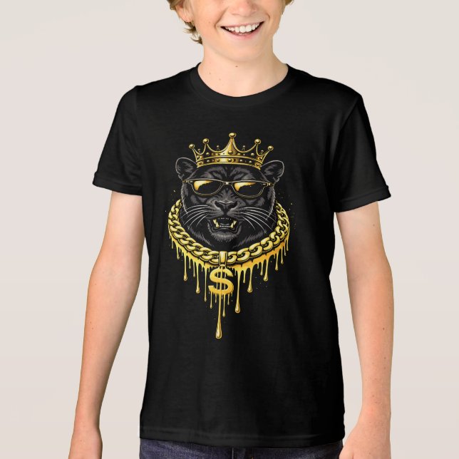 Street Style Panther Drip King  Tri-Blend Shirt (Front)