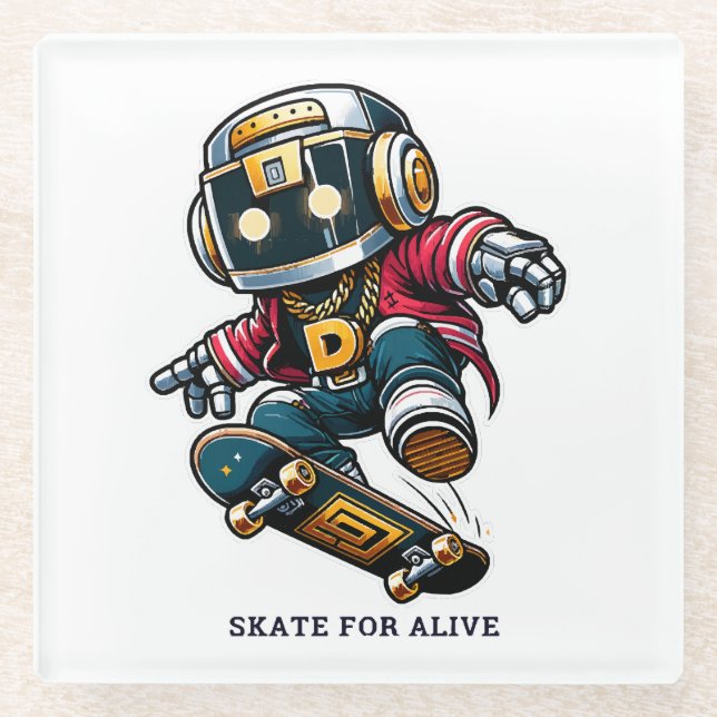 Street Style Skate Series Glass Coaster (Front)
