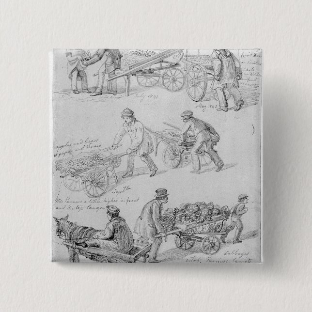 Street Traders, London, 1842 Pinback Button (Front)
