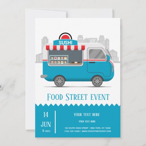 Street truck food sushi invitation