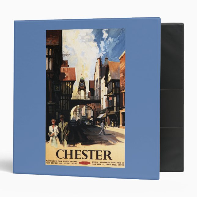 Street View with Couple & Tower Clock Rail Binder (Front/Inside)