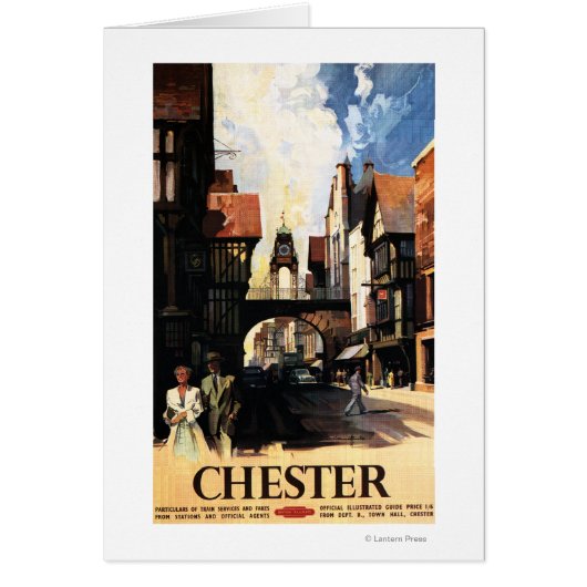 Street View with Couple & Tower Clock Rail Cards (Front)