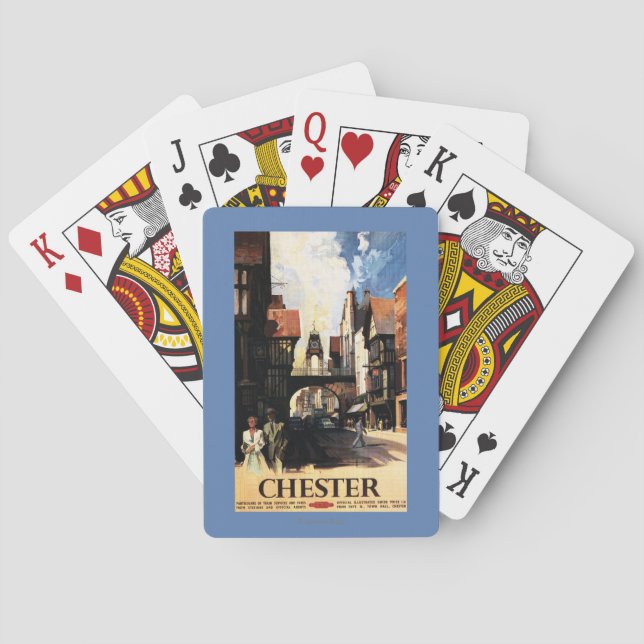 Street View with Couple & Tower Clock Rail Poker Cards (Back)