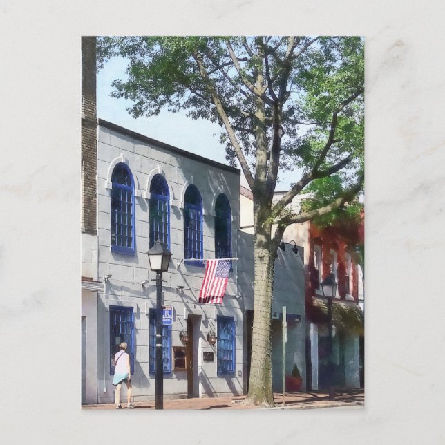 Street With American Flag Alexandria VA Postcard (Front)