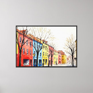 Street with colorful houses canvas print