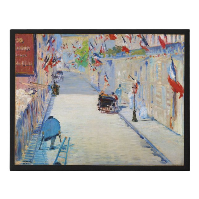 Street with French Flags, Manet Faux Canvas Print (Front)