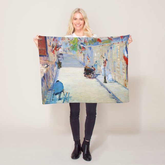 Street with French Flags, Manet Fleece Blanket (In Situ)