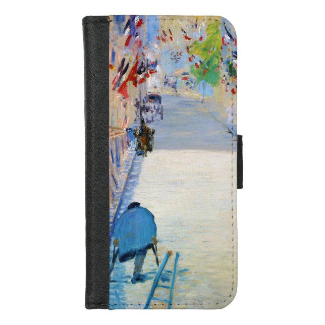 Street with French Flags, Manet iPhone Wallet Case (Front)