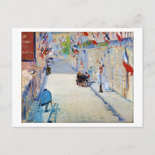 Street with French Flags Manet Postcard