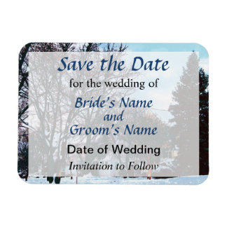 Street With Snow and Evergreens Save the Date Magnet