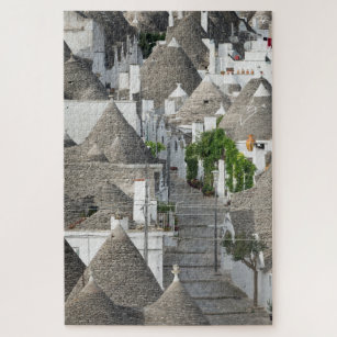 Street with trulli houses in Alberobello, Puglia Jigsaw Puzzle