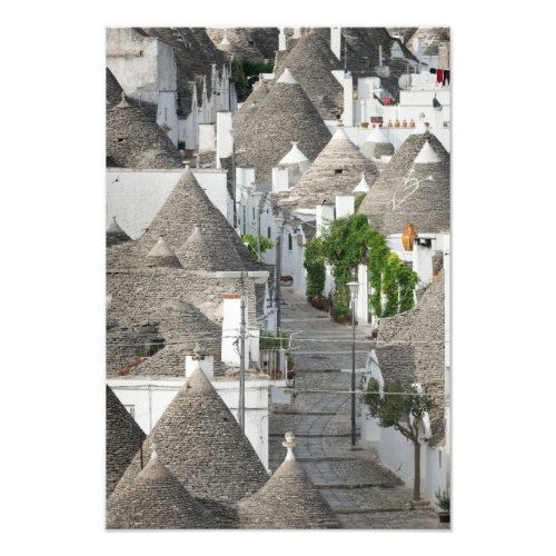 Street with trulli houses in Alberobello Puglia Photo Print
