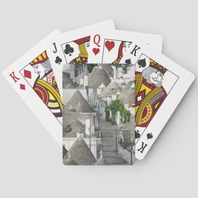 Street with trulli houses in Alberobello, Puglia Poker Cards (Back)