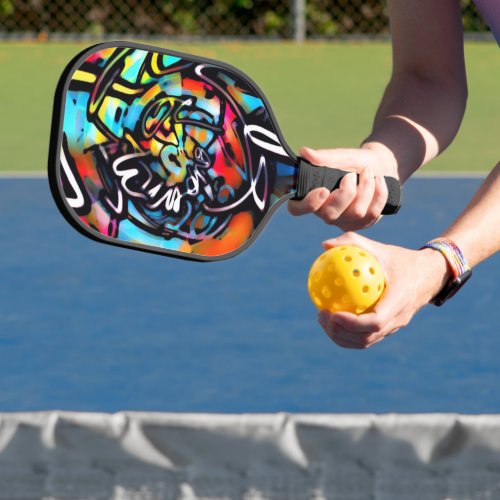 Streetart Chaos Colorful Graffiti Pickleball Paddle