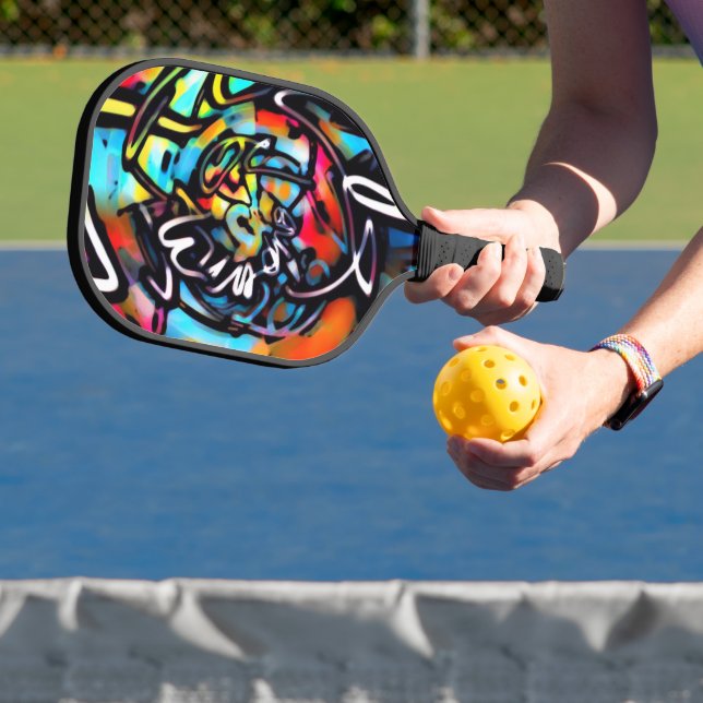 Streetart Chaos Colorful Graffiti Pickleball Paddle (Insitu)