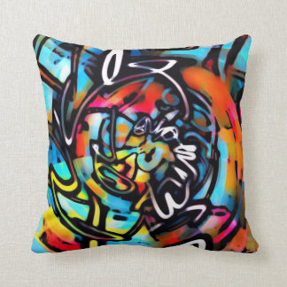 Streetart Chaos Colorful Graffiti Throw Pillow