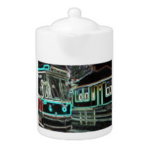 Streetcar at Railway stn Medium size Teapot