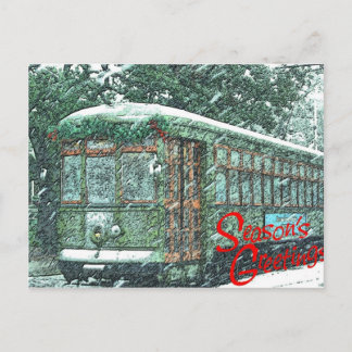 Streetcar in Snow Postcard