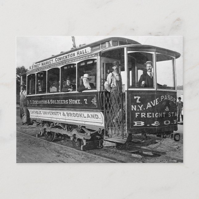 Streetcar in Washington D.C., 1890 Postcard (Front)
