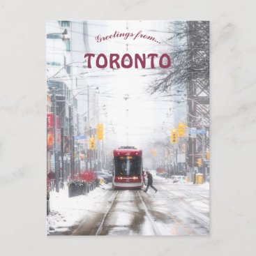 Streetcar on a Snowy Day in Toronto Ontario Postcard